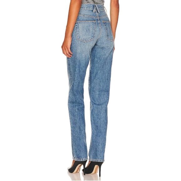 SLVRLAKE Sophie Ripped Mid Rise Straight Leg Jeans in All Or Nothing Size US 28 - Picture 6 of 15